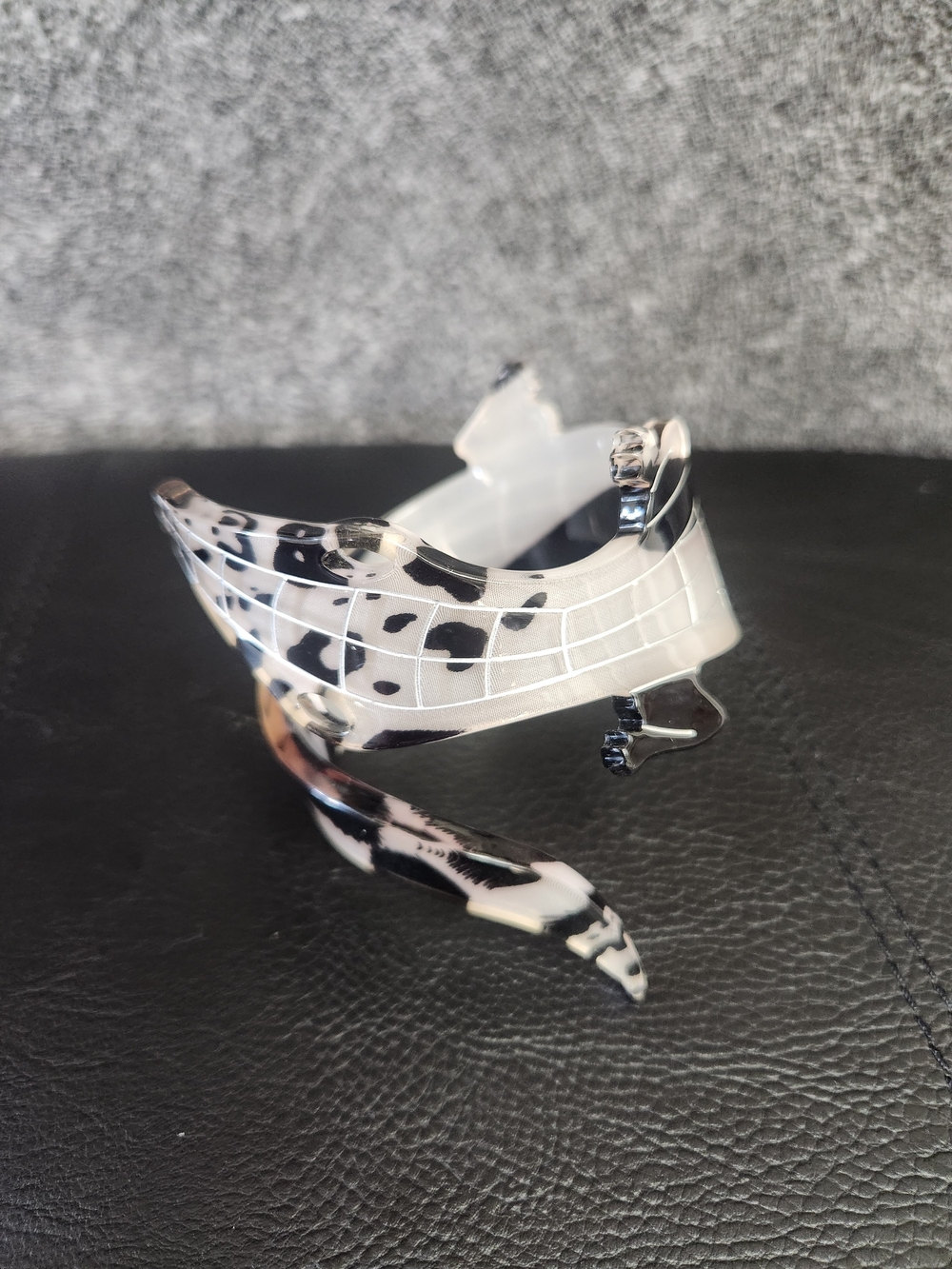 Vintage Lucite Lizard Cuff Bracelet Leopard Print